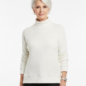 The North Face Women's Cream Waffle knit- mock Turtleneck Sweater